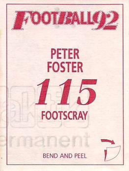 1992 Select AFL Stickers #115 Peter Foster Back